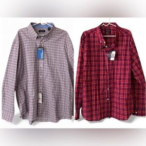 Nautica Men's Red and Blue Plaid Button Down Shirts/NWT/XXL